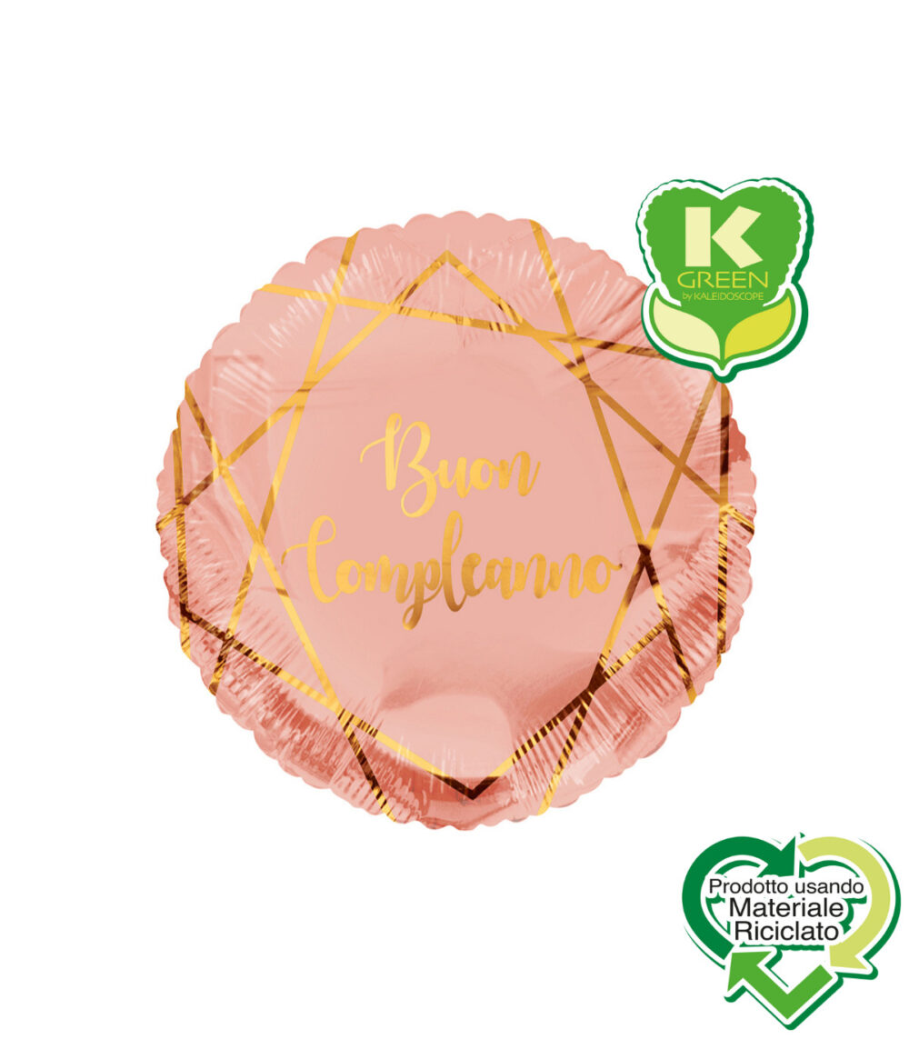 Mylar 45cm/18" Buon Compleanno Geoide Rosa Gold
