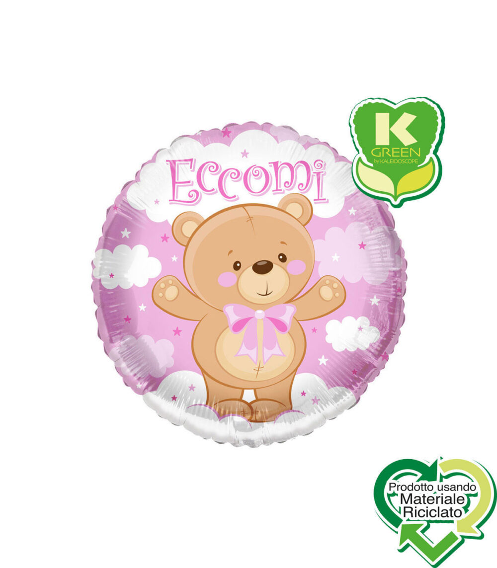 Mylar 45cm/18" Eccomi Orsacchiotto Rosa