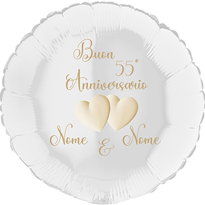 Palloncino Personalizzato 45cm/18 55° Anniversario di Matrimonio (Avorio)  ⋆ Cherry Balloon Shop