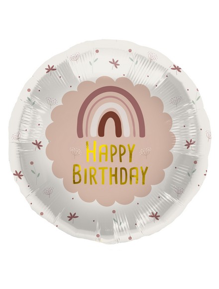 Mylar 45cm/18" Happy Birthday Arcobaleno Boho Rosa