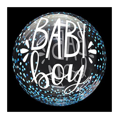 Palloncino 45cm/18" Trasparente Bubble Decorato Baby Boy