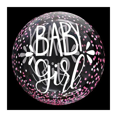 Palloncino 45cm/18" Trasparente Bubble Decorato Baby Girl