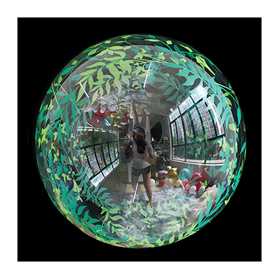 Palloncino 45cm/18" Trasparente Bubble Decorato Foglie