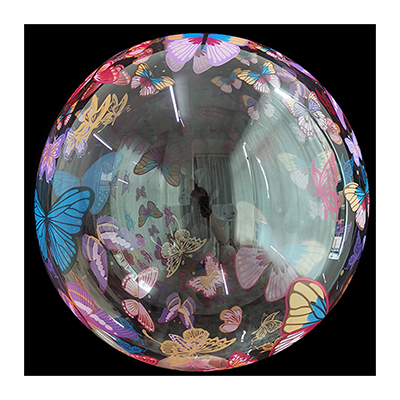 Palloncino 45cm/18" Trasparente Bubble Decorato Farfalle Colorate