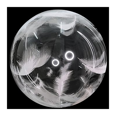 Palloncino 45cm/18" Trasparente Bubble Decorato Piume Bianche