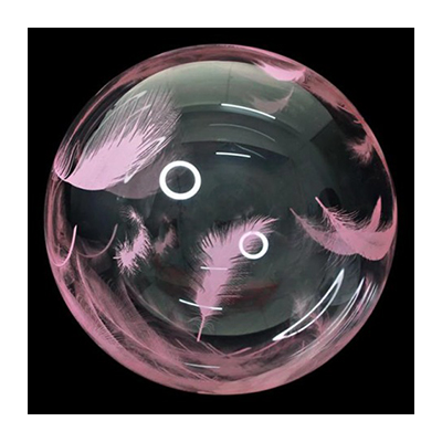 Palloncino 45cm/18" Trasparente Bubble Decorato Piume Rosa