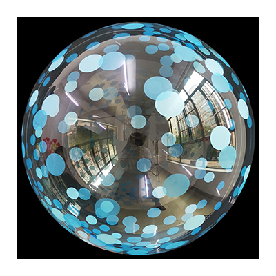 Palloncino 45cm/18" Trasparente Bubble Decorato Pois Celeste