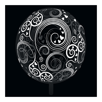 Palloncino 60cm/24" Trasparente Bubble Decorato Spirali e Cuori
