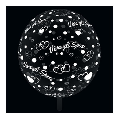 Palloncino 60cm/24" Trasparente Bubble Decorato Viva gli Sposi