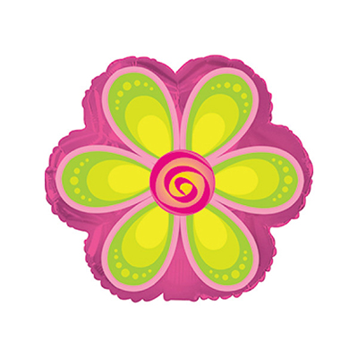 Mylar 25cm/9" Fiore Verde e Fucsia
