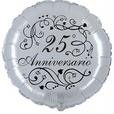 Mylar 45cm/18" 25° Anniversario Argento