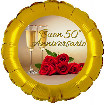 Mylar 45cm/18" Buon 50° Anniversario Rose Rosse