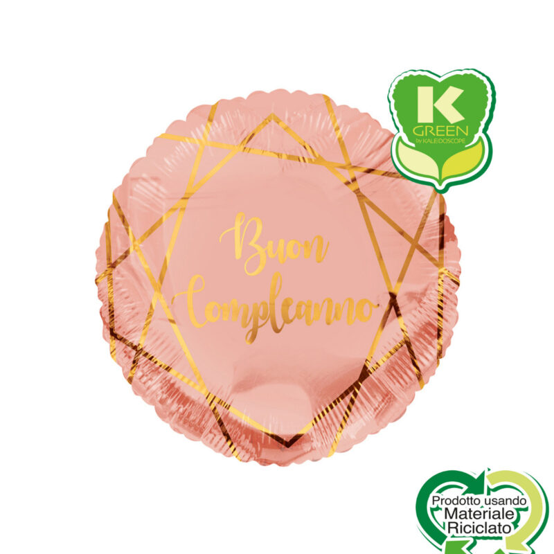 Mylar 45cm/18" Buon Compleanno Geoide Rosa Gold