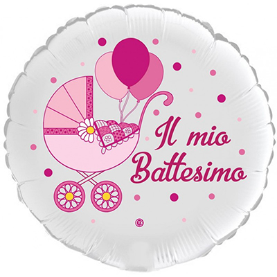 Mylar 45cm/18" Il Mio Battesimo Carrozzina Rosa