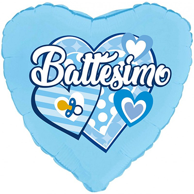 Mylar 45cm/18" Battesimo Cuori Celeste
