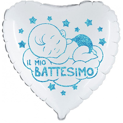 Mylar 45cm/18" Battesimo Bimbo Glitter Celeste