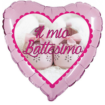 Mylar 45cm/18" Battesimo Scarpette Rosa