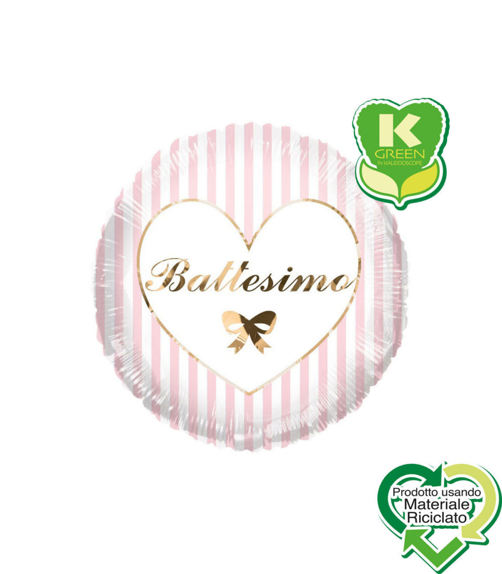 Mylar 45cm/18" Battesimo Strisce Rosa