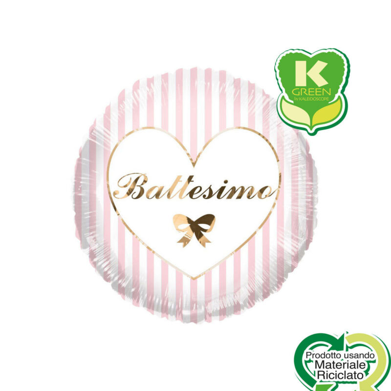 Mylar 45cm/18" Battesimo Strisce Rosa