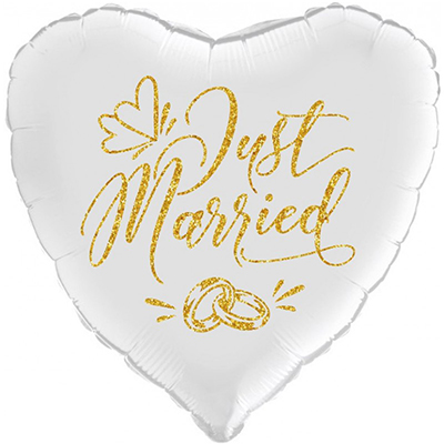 Mylar 45cm/18" Just Married Glitter Oro