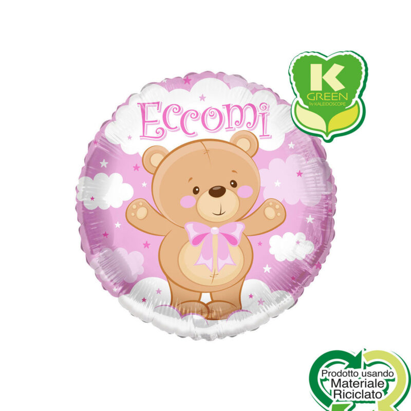 Mylar 45cm/18" Eccomi Orsacchiotto Rosa