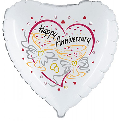 Mylar 45cm/18" Happy Anniversary Cuori
