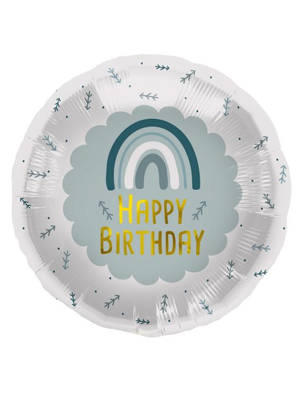 Mylar 45cm/18" Happy Birthday Arcobaleno Boho Celeste
