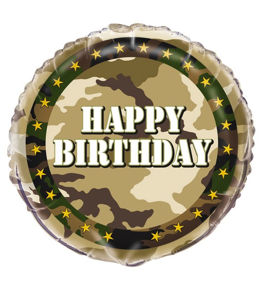 Mylar 45cm/18" Happy Birthday Camouflage Militare