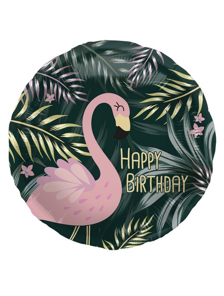 Mylar 45cm/18" Happy Birthday Fenicottero Tropical