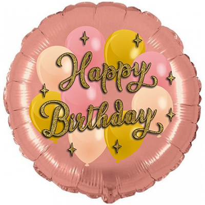 Mylar 45cm/18" Happy Birthday Rosa Oro