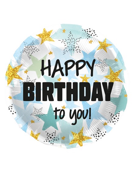 Mylar 45cm/18" Happy Birthday to You Stelle Celeste-Oro