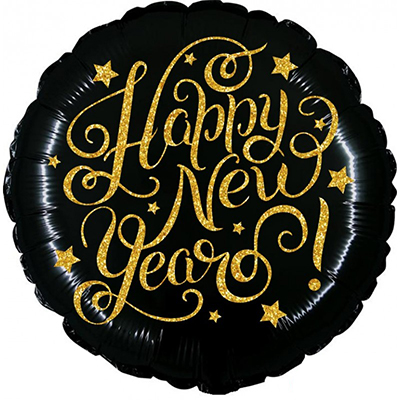 Mylar 45cm/18" Happy New Year Glitter Oro