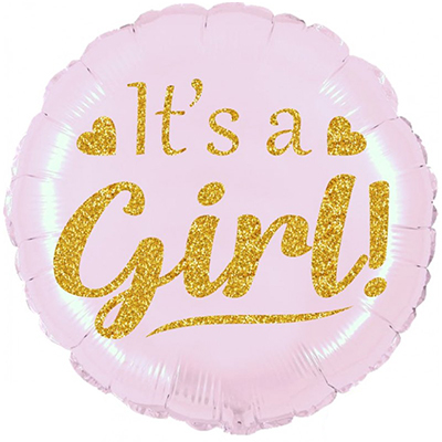 Mylar 45cm/18" It's a Girl Glitterato Oro