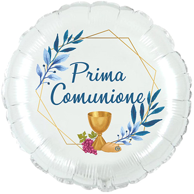 Mylar 45cm/18" Prima Comunione Fiori Blu