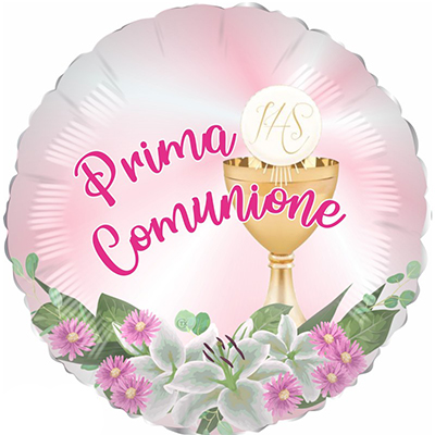 Mylar 45cm/18" Prima Comunione Calice Rosa