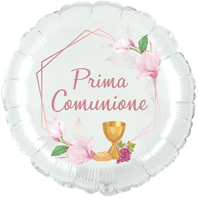 Mylar 45cm/18" Prima Comunione Fiori Rosa