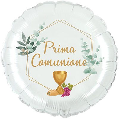 Mylar 45cm/18" Prima Comunione Fiori Verde Oliva