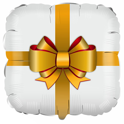 Mylar 45cm/18" Pacchetto Regalo Bianco e Oro