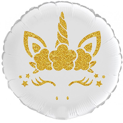 Mylar 45cm/18" Unicorno Glitter Oro