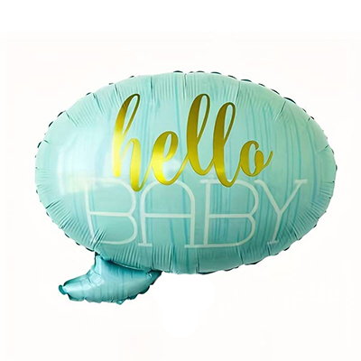 Mylar 60cm/24" Nuvoletta Hello Baby Celeste