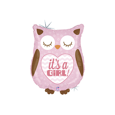 Mylar 65cm/26" Gufo Rosa It's a Girl