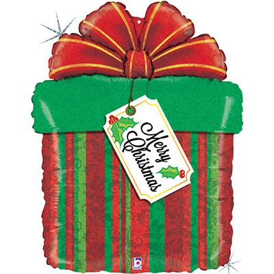 Mylar 76cm/30" Pacco Regalo Natalizio