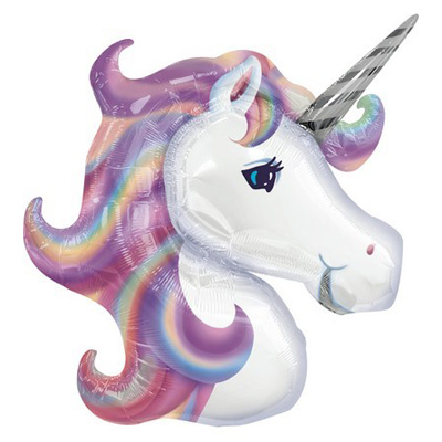 Mylar 83cm/32" Viso Unicorno Lilla