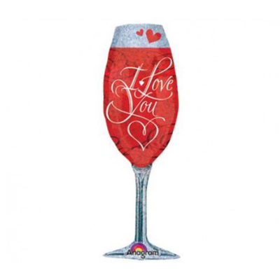 Mylar 97cm/38" Bicchiere Flute Rosso I Love You
