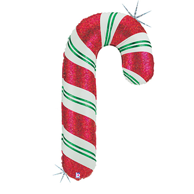 Mylar 103cm/41" Candy Cane Rosso e Bianco Olografico