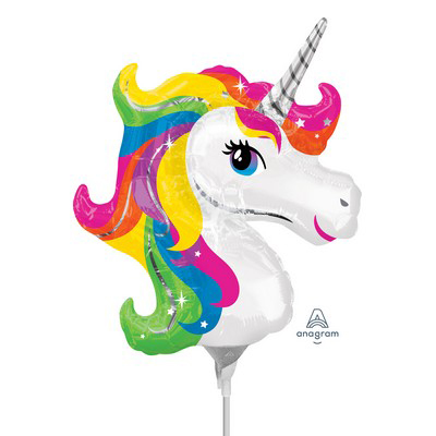 Mylar 23cm/9" Viso Unicorno Colorato