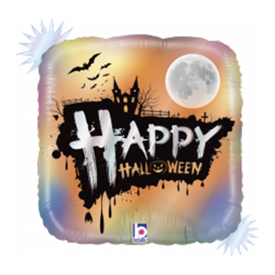 Mylar 45cm/18" Happy Halloween Quadrato Olografico