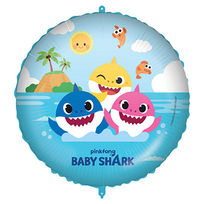 Mylar 45cm/18" Baby Shark con Pesetto e Nastrino