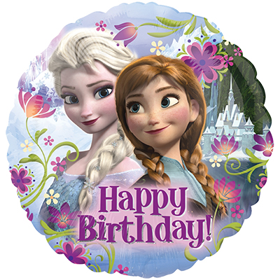 Mylar 45cm/18" Frozen Anna ed Elsa Happy Birthday