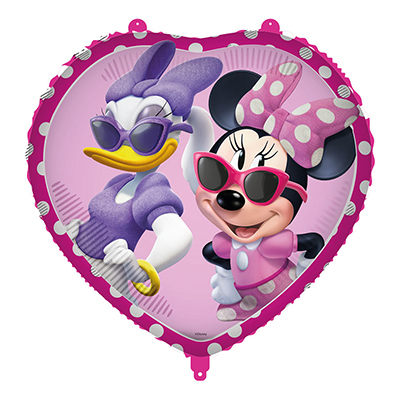 Mylar 45cm/18" Minnie e Paperina Cuore con Pesetto e Nastrino